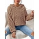 thumbnail image 2 of Suéter Holgado de Franela con Capucha para Mujer, Larga y Cálido para Invierno Caqui L, 2 of 8