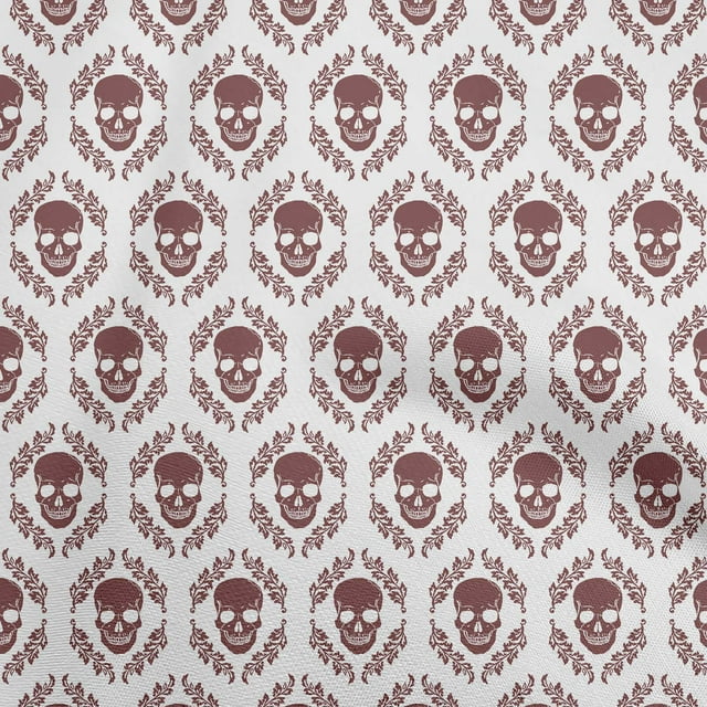 oneOone Silk Tabby White Fabric Skull Craft Projects Decor Fabric Printed By The Yard 42 Inch Wide-aB