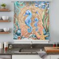 thumbnail image 4 of Seahorse Coastal Sheer Curtains 45 Inches Long, Summer Nautical Starfish Coral Brown Anchor Light Filering Curtains, Breathable Simi Curtain Privacy Drapes for Kitchen Bathroom Small Window Treatment, 4 of 9