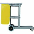 thumbnail image 3 of Janitor's Cart, Plastic, 4 Shelves, 1 Bin, 19" x 45" x 39", Gray | Bundle of 2, 3 of 8
