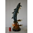 thumbnail image 4 of Three Dolphins Turtles and Boat Wheel Bronze Statue Size: 17" x 13" x 40"H, 4 of 11