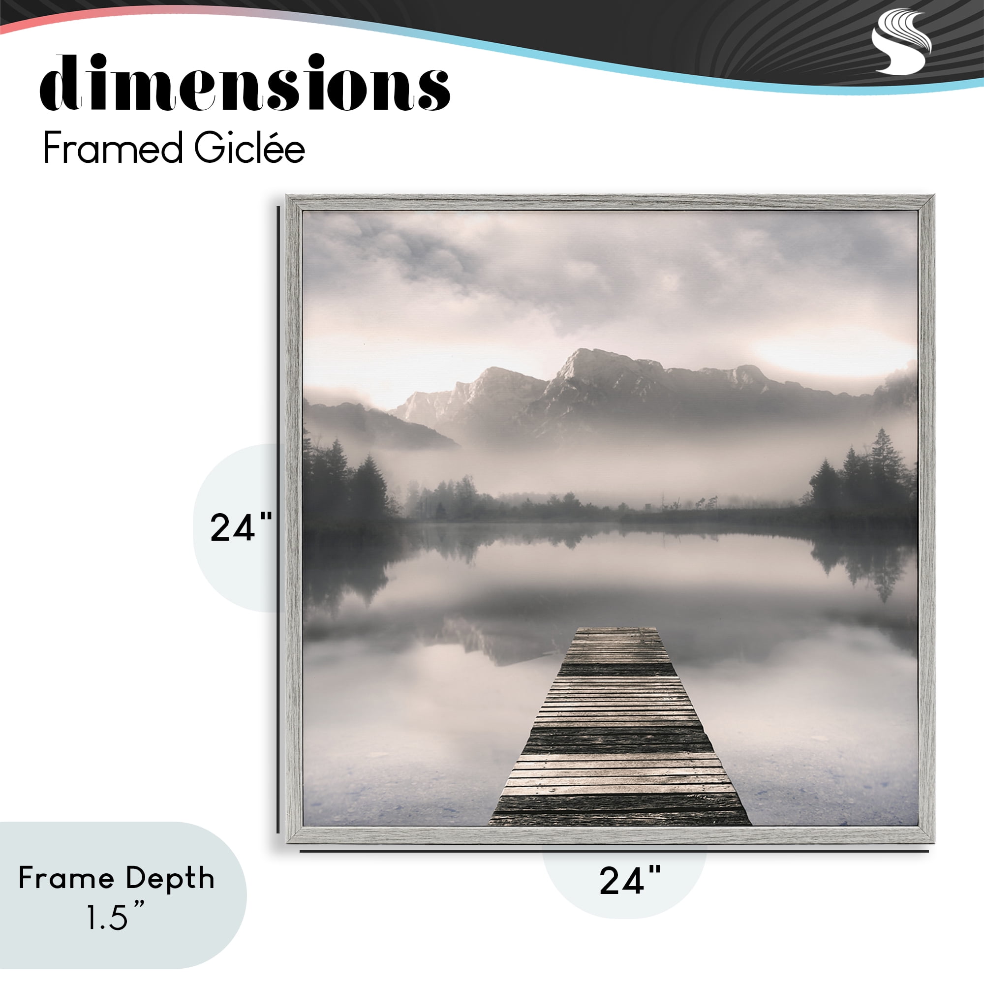 Stupell Industries Calm Reflective Waters & Mountains Gray Framed Giclee Art, design by Irene Weisz