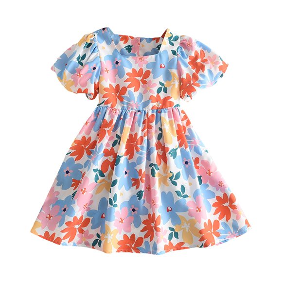 Ketyyh-chn99 Girls Dresses Summer Dresses Baby Girls' Toddler Short Long Sleeve Fashion Sleeveless Dress Skirt Blue ,7 Years