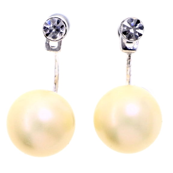 Mi Amore AB Finish Post-Earrings Silver-Tone/White