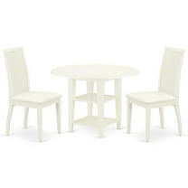 East West Furniture Sudbury 3-piece Wood Dining Table Set in Linen White