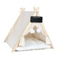 thumbnail image 4 of Tienda de campaña tipo tipi para mascotas, para gatos, con cojín, refugio transpirable, semicerrado, para perros beige, 4 of 8