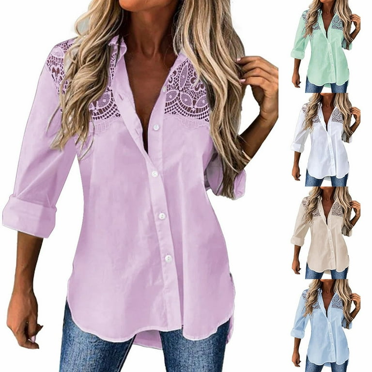 Eashery Women Button Down Shirt Casual Long Sleeve Loose Fit Collared Linen  Work Blouse Tops Casual Long Sleeve Collared Oversized Blouses Tops Womens