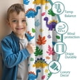 thumbnail image 3 of Blackout Kids Curtains,White Colorful Cartoon Dinosaurs Leaves Pattern Childrens Insulated Curtains Set Of 2,Bedroom Essentials,Toddler Room Decor 42"x84", 3 of 5