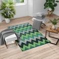 thumbnail image 1 of Chevron Turkish Area Rug, Zig Zag Lines Pattern on Wooden Looking Background Rustic Home Print, Soft Carpet for Living Room Decor with Distressed Look, 4' X 5.7', Sea Green, by Ambesonne, 1 of 4