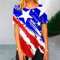 thumbnail image 2 of Wycnly Womens Shirts Fashion Button Down Irrgular Hem Independence Day Patriotic Tunic Tops Summer Short Sleeve Round Neck Ladies Star American Flag Print Tops and Blouses Blue XL, 2 of 4