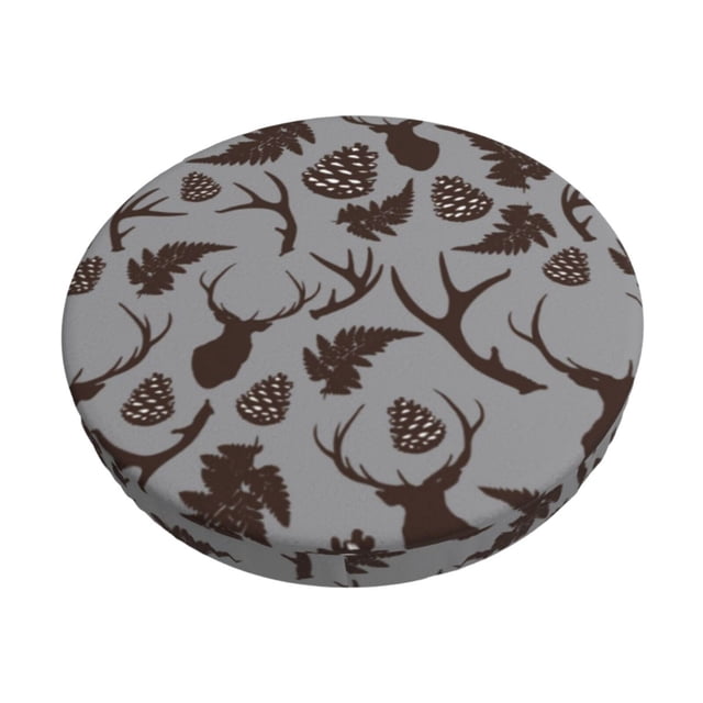 Balery Brown Moose with Pinecones Fundas de asiento para taburete de bar redondo de tela de terciopelo ajustables que protegen de arañazos y manchas para sillas de 14 a 17 pulgadas.-14 inch
