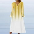 thumbnail image 2 of ameIAEA Women Long Bell Sleeve Dress Button Up V Neck A-Line Printed Long Dress with Pockets, 2 of 5