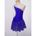 thumbnail image 6 of Yartina Kids Girls Mesh Splice Ballet Dance Tutu Dress Ice Skating Competition Costume Leotard Royal Blue 6, 6 of 7