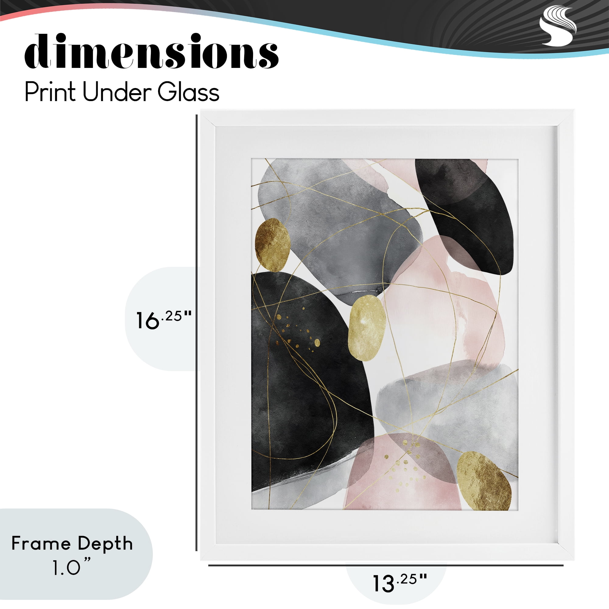 Stupell Industries Gilded Echoes Shapes White Framed Print Under Glass, design by Svetlana Aleynikova
