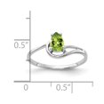 thumbnail image 2 of Solid 14k White Gold 6x4mm Pear Peridot Green August Gemstone Checker Engagement Ring Size 7.5, 2 of 3