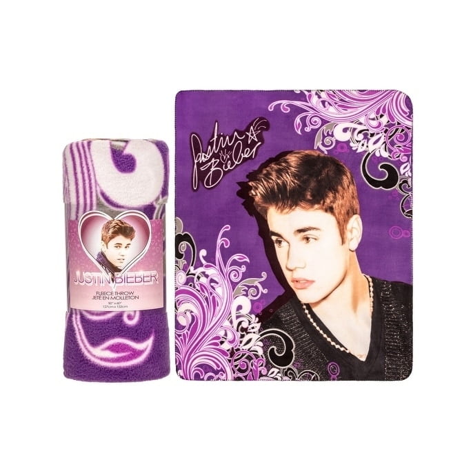 Justin Bieber Fleece Throw Blanket Scrolly Purple Walmart Com