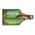 thumbnail image 1 of Mushroom Cutting Board, Shroom House Land Mountain Daisies Surrounding Woods Mountain, Decorative Tempered Glass Cutting and Serving Board, Wine Bottle Shape, Scarlet Pale Brown Green, by Ambesonne, 1 of 1