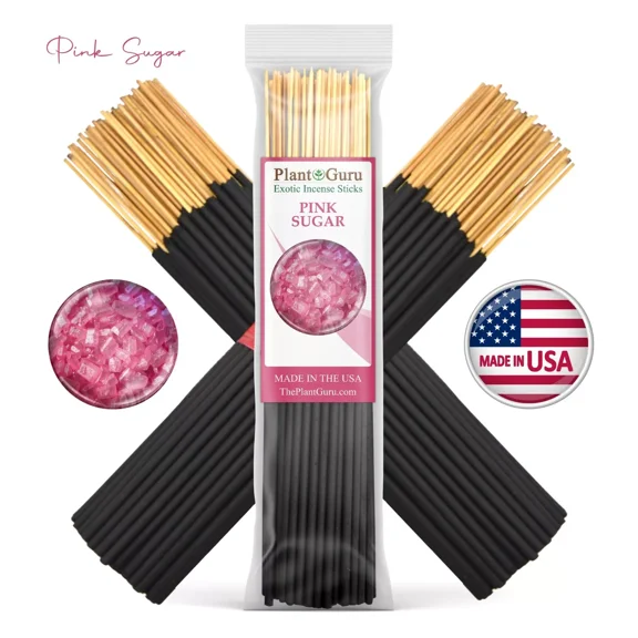 Pink Sugar Incense Sticks 7" Bulk - 1 Bundle 85 to 100 Sticks - Smooth and Clean Long Burn Time, 30 to 45 Minutes.