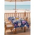 thumbnail image 2 of Outdoor Tablecloth with Umbrella Hole for Patio/Picnic/Party/Camping, Beach Coastal Waterproof Table Cloth Rectangle Table Cover Washable, Summer Nautical Shell Starfish Coral Blue (60"x 84"), 2 of 8