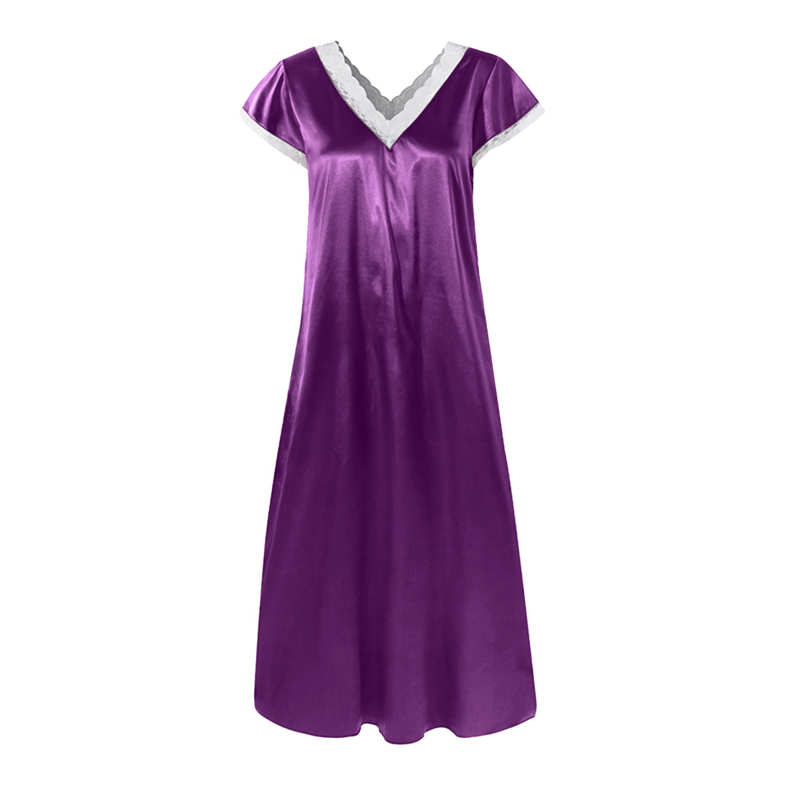 BONIXOOM Womens Christmas Pajamas Christmas Pajamas Sleepwear None Short Sleeve Sleep Tops Solid Purple XXXXL
