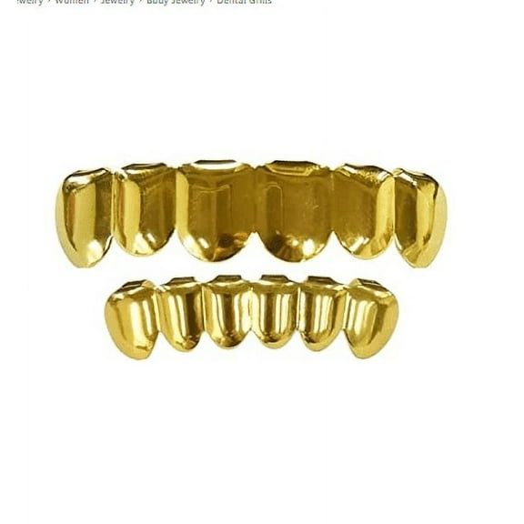 VONTER 18K Gold Plated Gold Finish Tooth Grills 8 Top Teeth 8 Bottom Tooth Hip Hop Mouth Grills for Men and Women