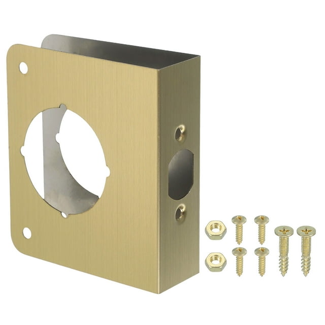 Placa de refuerzo para puerta Uxcell para reparación y refuerzo de puertas, 1 juego para puerta de 1-3/8" de grosor, tamaño 4-1/2", color oro