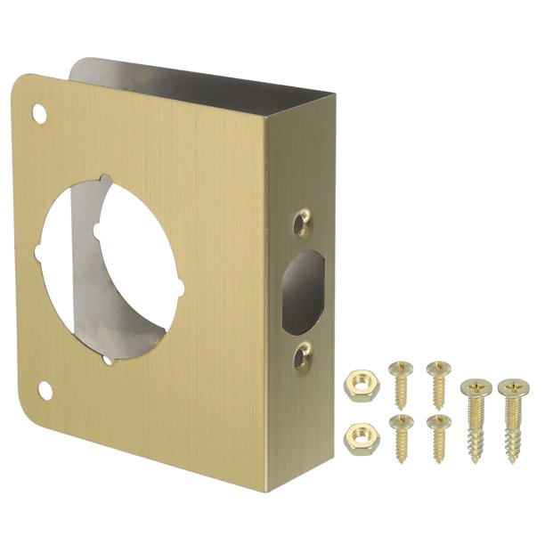 Placa de refuerzo para puerta Uxcell para reparación y refuerzo de puertas, 1 juego para puerta de 1-3/8" de grosor, tamaño 4-1/2", color oro