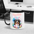 thumbnail image 2 of Happy Easter Bernese Mountain Dog with Bunny Ear Headband and Flowers 11oz Accent Two-tone Mug Berner Lover Gifts Coffee Tea Cup - 13001, 2 of 5