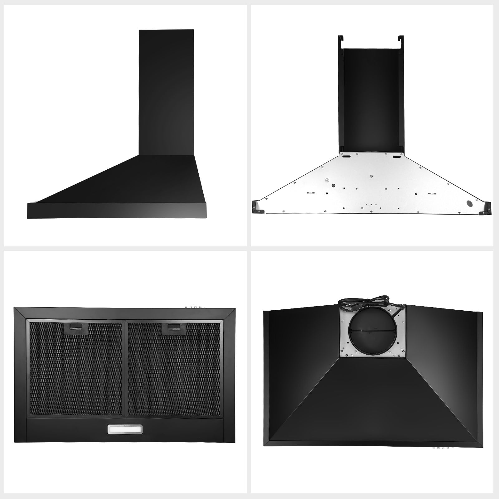 Joeaonz Wall Mount Range Hood Stainless Steel 450 CFM, 3-Speed Fan, LED Lighting, Charcoal Filter, 120V