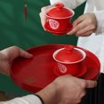 thumbnail image 4 of Chinese Wedding Red Rectangular Tray, Household Tea Set Accessories, Tea Tray, Wedding Fruit Tray, Snack Offering Tea Tray TP0287, 4 of 6