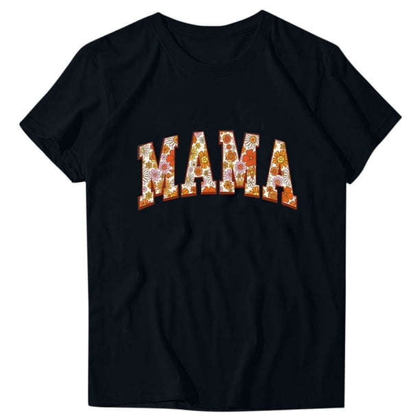 Camiseta de Cuello Redondo Impresa Del Día de la Madre para las Mujeres, Camiseta Casual de Manga Corta para la Primavera Y el Verano