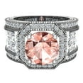 thumbnail image 4 of Large Morganite Engagement Ring 18K White Gold Halo Rings for women 8.00 mm 6.85 carat (G,VS1), 4 of 5