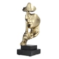 thumbnail image 3 of El silencio es una estatua de pensador dorado, el silencio es una decoración de escritorio de oficina dorada, estatuilla abstracta que mantiene el silencio, tecnología innovadora, 3 of 8