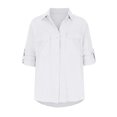 thumbnail image 4 of Tops De Verano Con Bolsillos Blusa informal para mujer, con botones, manga con puños, cuello en V suelto, ropa de oficina para mujer Cgtredaw Para estrenar, 4 of 9