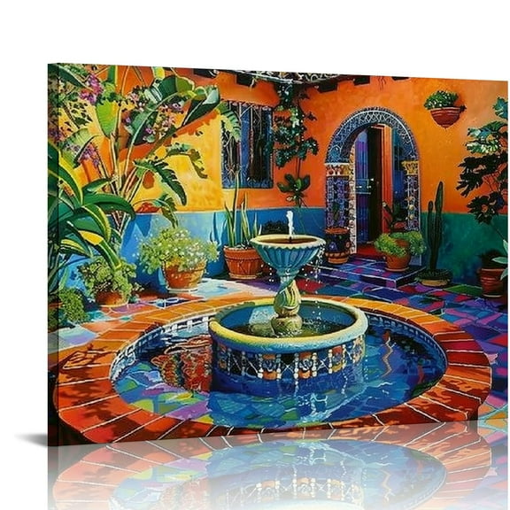 Acheng Mexican Poster Mexican Garden Wall Art Deco Canvas Print Poster Mexican Art Painting Poster Canvas Painting Wall Art Poster for Bedroom Living Room Decor  20x16in