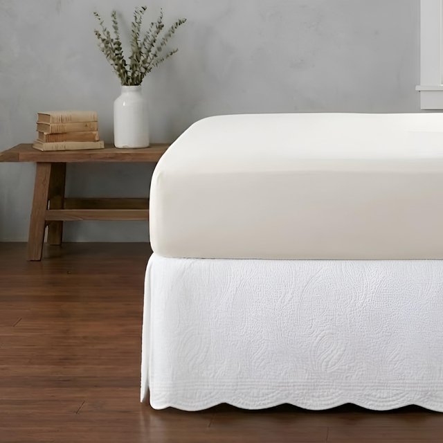 Falda para Cama Greenland Home Fashions Paisley Acolchada Full Blanca