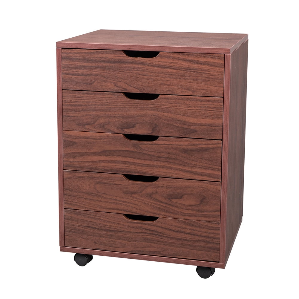 Private Jungle Five Drawers MDF With PVC Wooden File Cabinet Dark Walnut Color Private Jungle Five Drawers MDF With PVC Wooden File Cabinet Dark Walnut Color