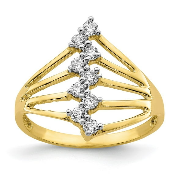 Auriga Fine Jewelry 10K Yellow Gold CZ 9-Stone Ring for Women Size- 7