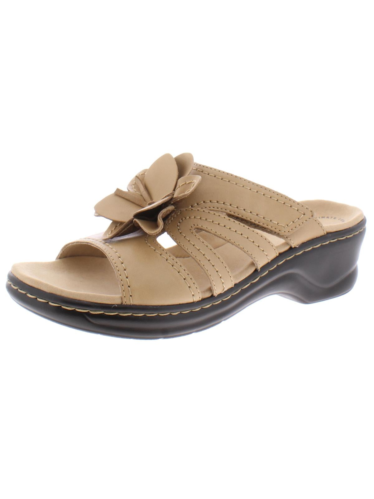 clarks leather comfort wedge sandals