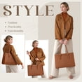 thumbnail image 4 of RAINSMORE Lunch Tote Bag for Women 15.6 inch Laptop Bag with Insulated Lunch Compartment PU Leather Quilted Computer Teacher Tote for Work,Brown, 4 of 8