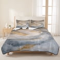 thumbnail image 3 of Queen Quilt Set 90''x96'', Yellow Grey Ombre Lightweight Bedspread Coverlet Set with 2 Pillow Shams, Modern Marble Ink Painting Abstract Breathable All Season Quilt Bedding for Bedroom/Guest Room, 3 of 9
