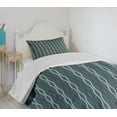 thumbnail image 4 of Ambesonne Blue Quilted Bedspread Set 2 Pcs, Under the Sea Wave Lines, Twin Size, Almond Green Slate Blue, 4 of 6