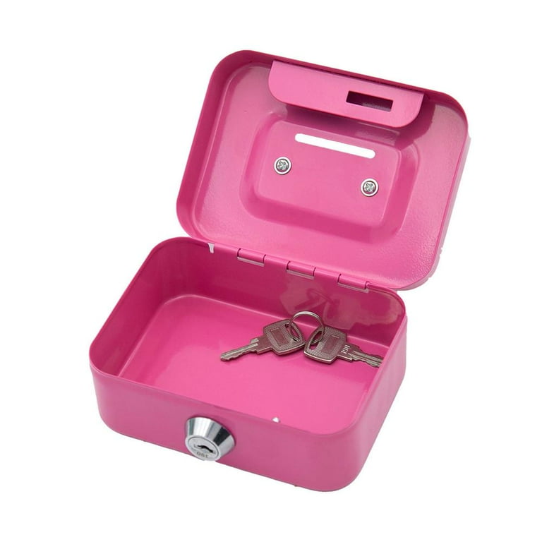 STEEL MONEY BOX SAFE HOME CASH DEPOSIT BANK TIN COIN SECURITY LOCK 2 KEYS TRAY E