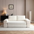 thumbnail image 4 of 81" Convertible Sofa Bed, 3-in-1 Folding Floor Couch, Corduroy Fold Out Sleeper Futon Mattress with Pillows, Boneless Lounge Loveseat for Living Room, Beige, 4 of 11