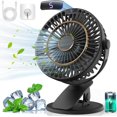 thumbnail image 1 of Ventilador de escritorio recargable negro, mini ventilador USB con pantalla LCD, 5 velocidades, rotación 720, ventilador portátil silencioso, ventilador de mesa para oficina/hogar/camping Rojo Verde Cocina, Decoración y Otros, 1 of 5