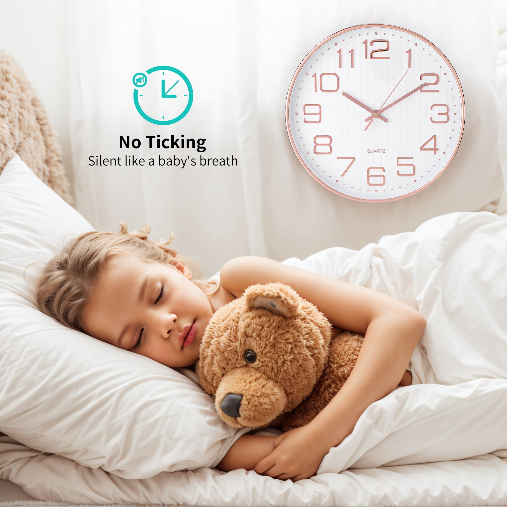 Unique Bargains Silent Non-Ticking Battery Operated Wall Clock Yellow