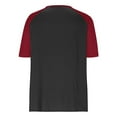 thumbnail image 6 of YanHoo Womens Plus Size Tops Loose Fit Raglan Short Sleeve Shirts Color Block V Neck Button Henley Blouses Dressy Casual Fashion Tunic Top Wine,XXXXL, 6 of 8