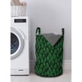 thumbnail image 3 of Abstract Laundry Bag, Creative Green Toned Monochrome Dotted Leaves, Hamper Basket with Handles Drawstring Closure for Laundromats, 13" x 19", Dark Green Emerald, by Ambesonne, 3 of 4