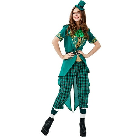 

Homenesgenics Womens Suit Plus Size Pajamas for Women Women s Saint Patrick Dress Goblin Hat Coat Pants Belt Stockings Tie Tops