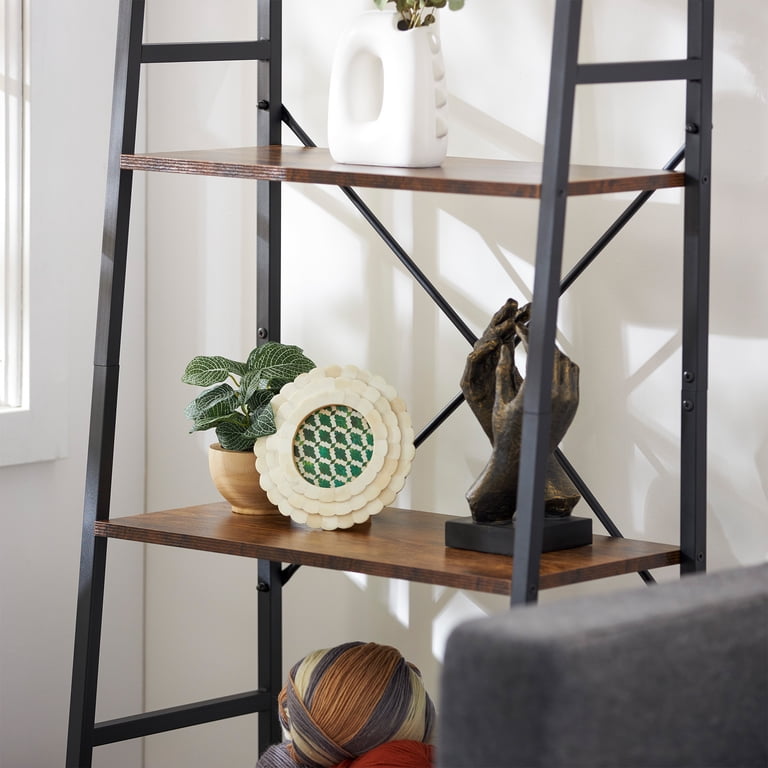 JOMEED 5-Tier Wood & Steel Bookshelf – 59" Tall, Modern Storage Organizer (Open Box)